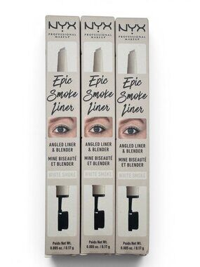 3 Pack NYX Epic Smoke Eye Liner Pencil Angled Liner & Blender - White Smoke